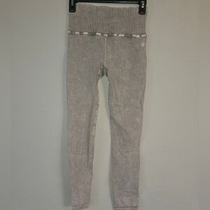 FP Movement by Free People Light Gray High-Waist Ribbed Leggings